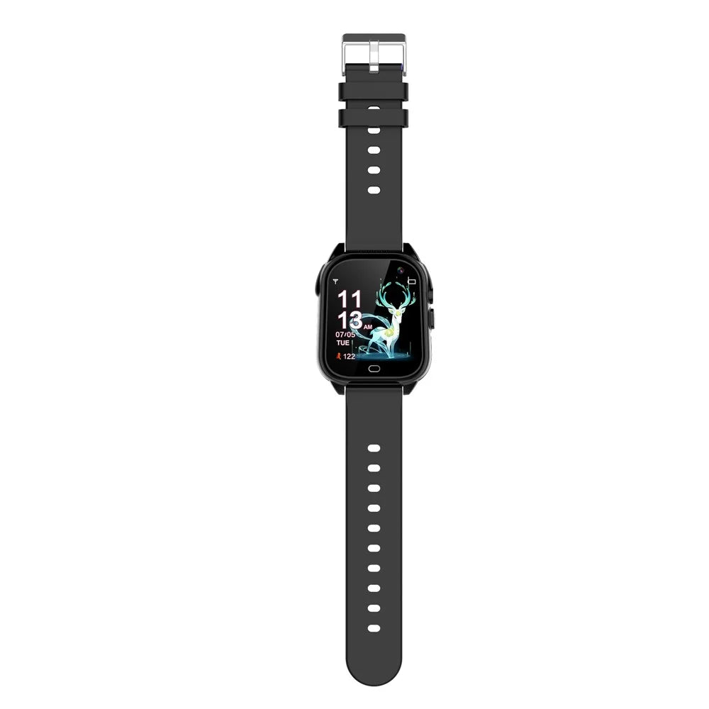 D05 Kids Smart Watch with Silicone Strap, 1.44 inch HD Touch Screen Electric Bracelet Built-in 26 Mini Games - Black - 5