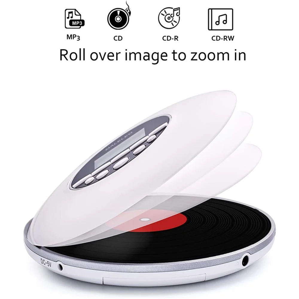 MALELEO KC-706 Round Shape Portable CD Player Battery Powered Music Player Walkman Discman with 3.5mm Jack - 3