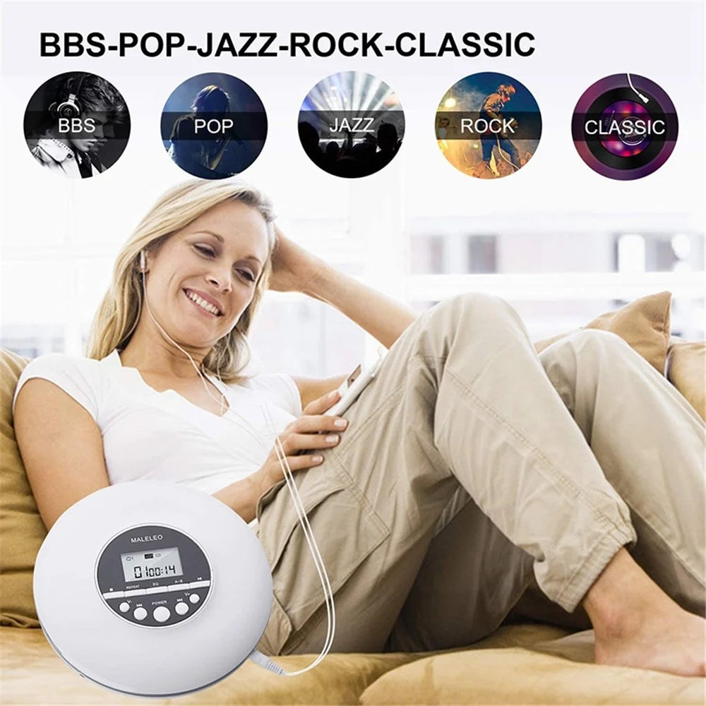 MALELEO KC-706 Round Shape Portable CD Player Battery Powered Music Player Walkman Discman with 3.5mm Jack - 4