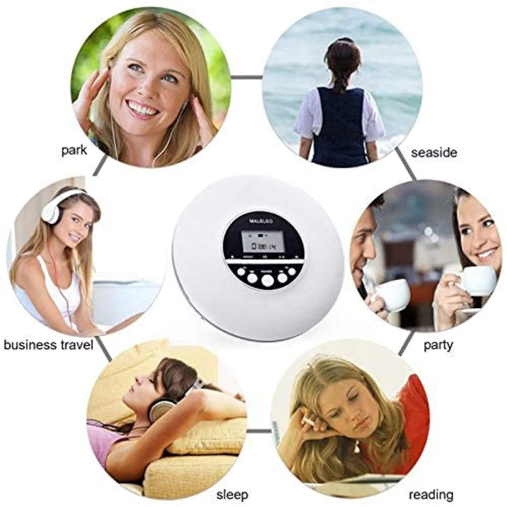 MALELEO KC-706 Round Shape Portable CD Player Battery Powered Music Player Walkman Discman with 3.5mm Jack - 6