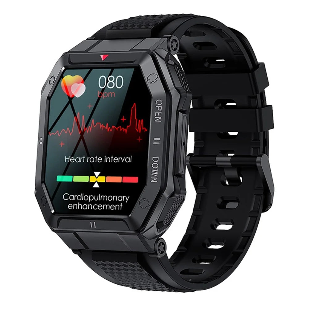 K55 1.85" IPS Smart Watch Bluetooth-compatible Call Music Watch Outdoor Multi-Sport Mode Health Watch with Heart Rate Blood Pressure Blood Oxygen Monitoring - Black - 1