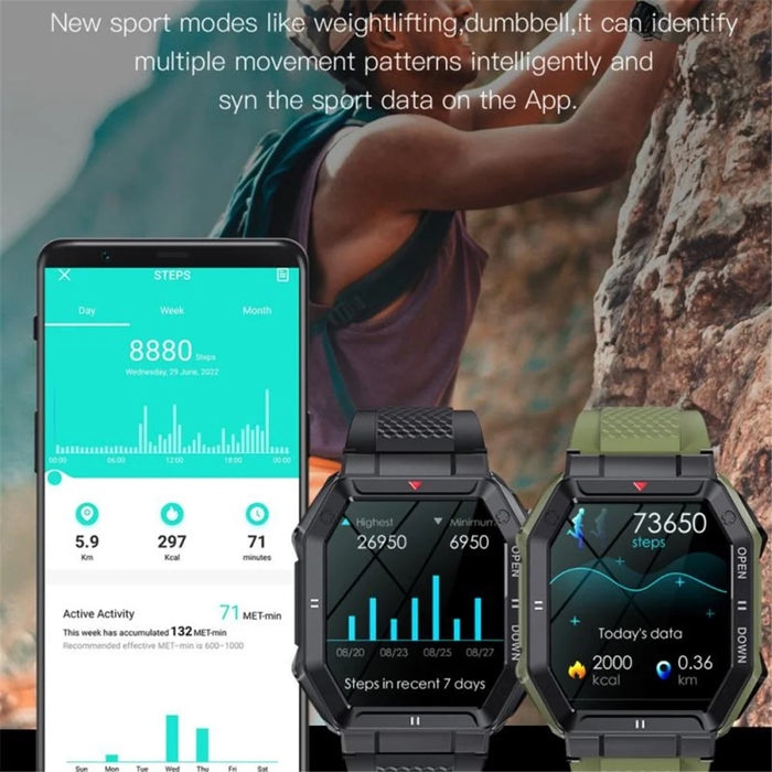 K55 1.85" IPS Smart Watch Bluetooth-compatible Call Music Watch Outdoor Multi-Sport Mode Health Watch with Heart Rate Blood Pressure Blood Oxygen Monitoring - Black - 3