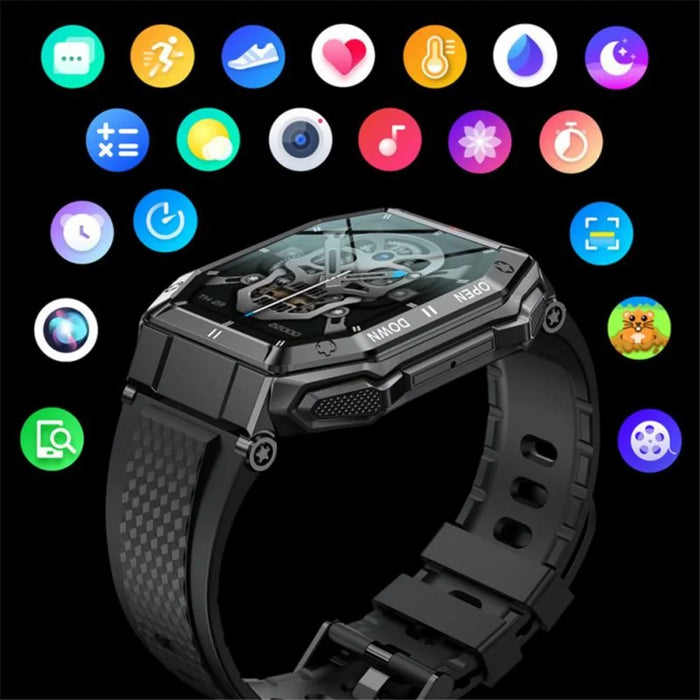 K55 1.85" IPS Smart Watch Bluetooth-compatible Call Music Watch Outdoor Multi-Sport Mode Health Watch with Heart Rate Blood Pressure Blood Oxygen Monitoring - Black - 4
