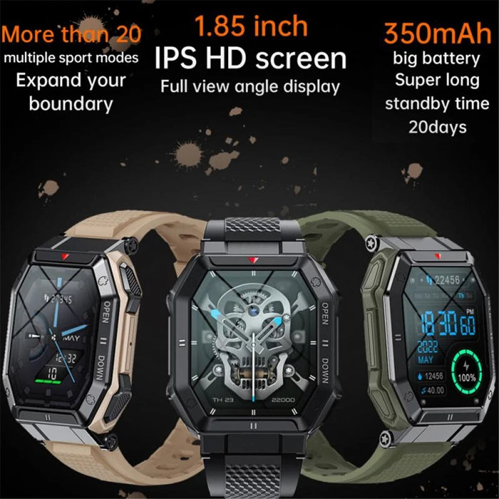 K55 1.85" IPS Smart Watch Bluetooth-compatible Call Music Watch Outdoor Multi-Sport Mode Health Watch with Heart Rate Blood Pressure Blood Oxygen Monitoring - Black - 6