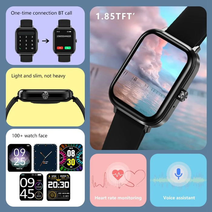 T13C 1.85'' Screen Smart Watch Health Monitor Sports Bracelet Multifunction Bluetooth-compatible Call Waterproof Intelligent Bracelet - Black / Silver - 3