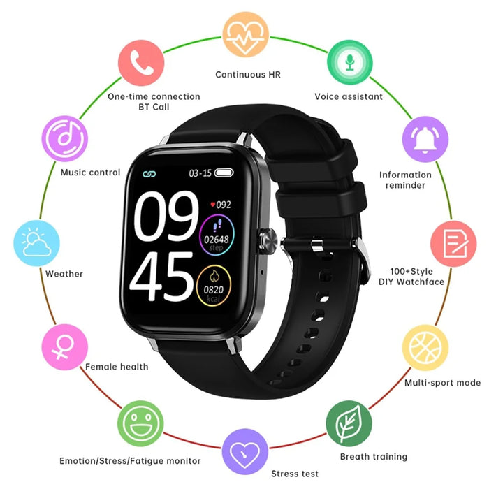 T13C 1.85'' Screen Smart Watch Health Monitor Sports Bracelet Multifunction Bluetooth-compatible Call Waterproof Intelligent Bracelet - Black / Silver - 4