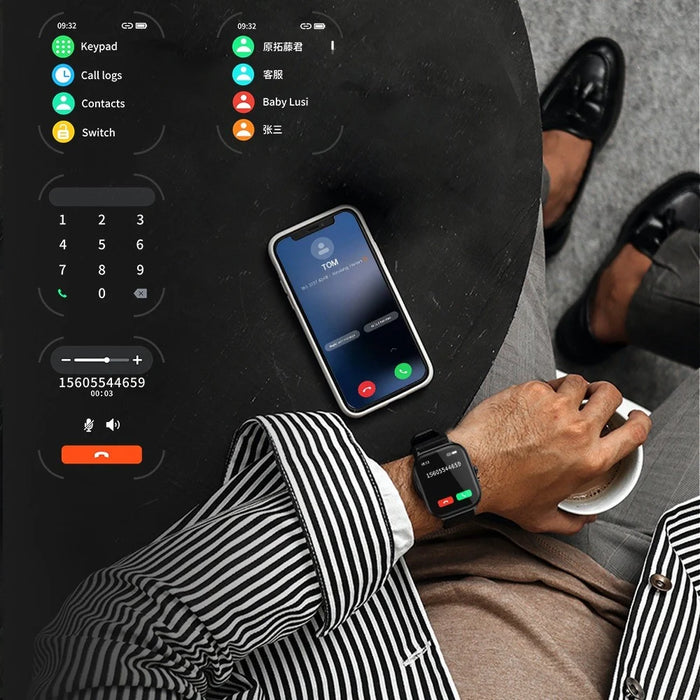 T13C 1.85'' Screen Smart Watch Health Monitor Sports Bracelet Multifunction Bluetooth-compatible Call Waterproof Intelligent Bracelet - Black / Silver - 7