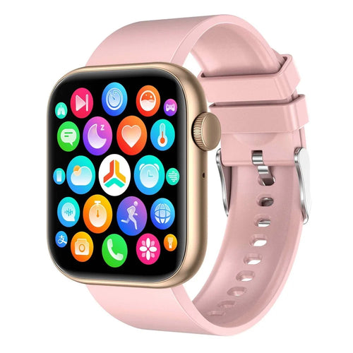 QX7 1.85-inch HD Screen Smart Watch Bluetooth-compatible Call Waterproof Sports Bracelet Health Watch with Rotary Encoder Button - Pink / Gold - 1