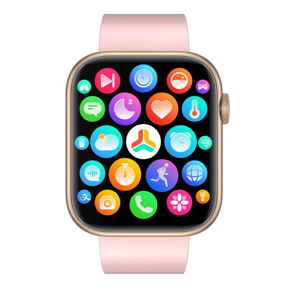 QX7 1.85-inch HD Screen Smart Watch Bluetooth-compatible Call Waterproof Sports Bracelet Health Watch with Rotary Encoder Button - Pink / Gold - 2