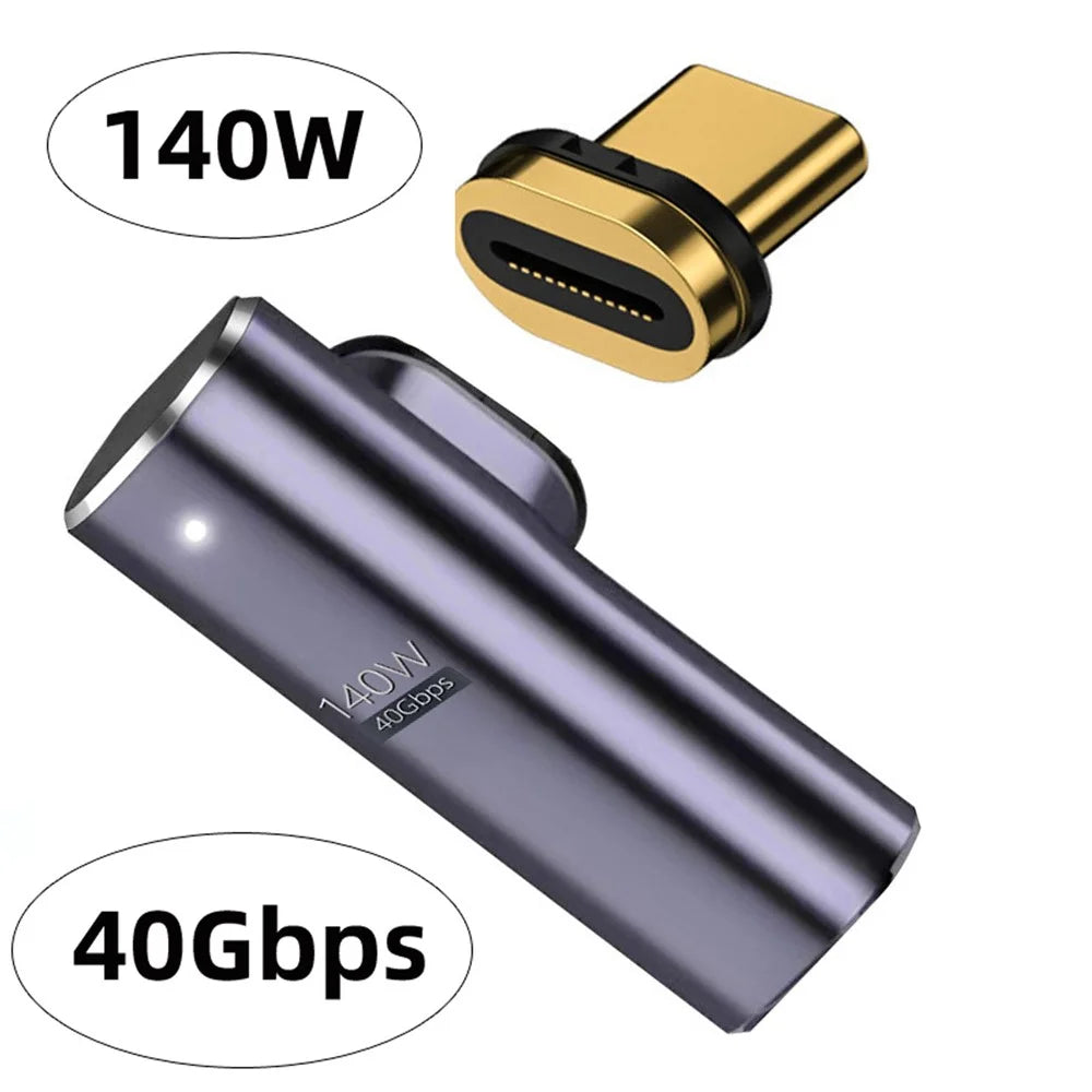 UC-062-LP Elbow Design Type-C Adapter Male to Female Convertor USB-C Magnetic 40Gbps 140W USB4.0 Quick Data Transfer 8K 60Hz Video Output Type-C Convertor - 2