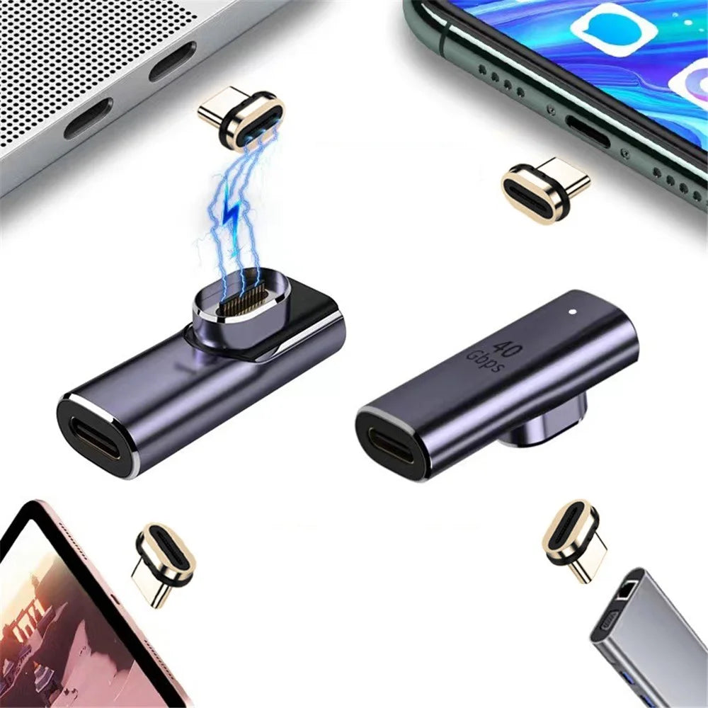 UC-062-LP Elbow Design Type-C Adapter Male to Female Convertor USB-C Magnetic 40Gbps 140W USB4.0 Quick Data Transfer 8K 60Hz Video Output Type-C Convertor - 3