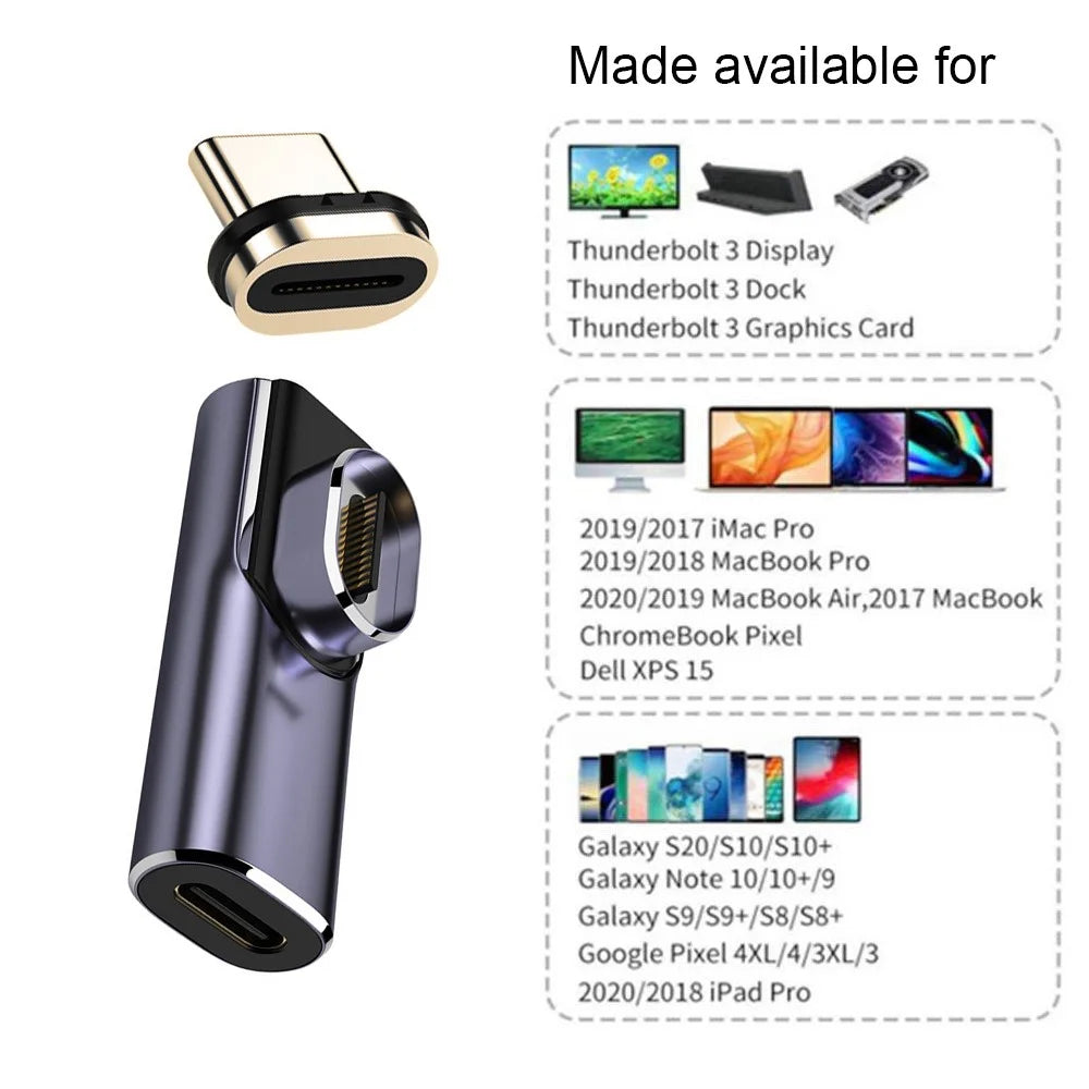 UC-062-LP Elbow Design Type-C Adapter Male to Female Convertor USB-C Magnetic 40Gbps 140W USB4.0 Quick Data Transfer 8K 60Hz Video Output Type-C Convertor - 7