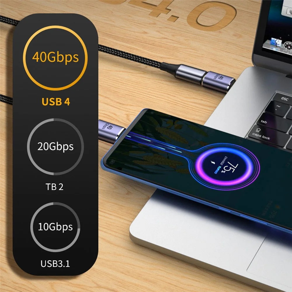 UC-062-MF Magnetic 40Gbps USB-C Male to Female Adapter 140W USB4.0 Quick Data Transfer 8K 60Hz Video Output Type-C Convertor for MacBook and Type C Devices - 4