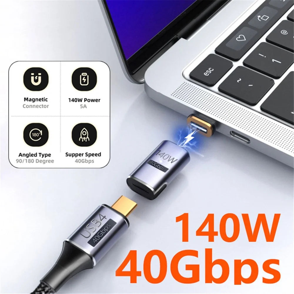 UC-062-MF Magnetic 40Gbps USB-C Male to Female Adapter 140W USB4.0 Quick Data Transfer 8K 60Hz Video Output Type-C Convertor for MacBook and Type C Devices - 5