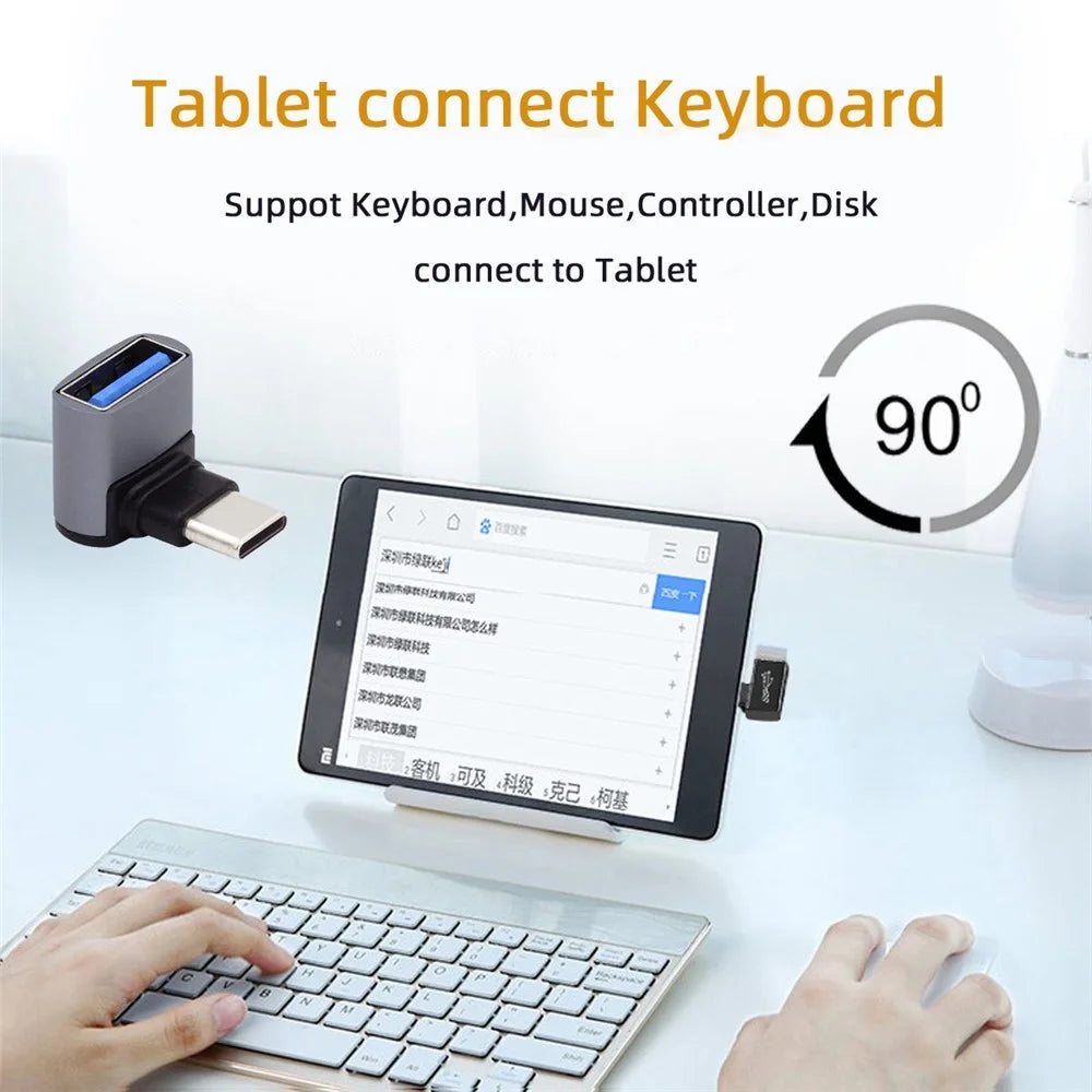 UC-035-UP 90 Degree Up / Down Angled USB Type-C to USB 3.0 Female OTG Adapter for Laptop Tablet Phone - 3
