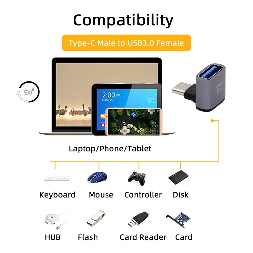 UC-035-UP 90 Degree Up / Down Angled USB Type-C to USB 3.0 Female OTG Adapter for Laptop Tablet Phone - 6
