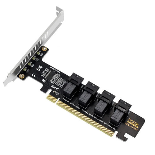 U2 PCIE 4.0 to 4 Ports U.2 NVME SFF-8643 Expansion Card Mainboard SSD Adapter - 1