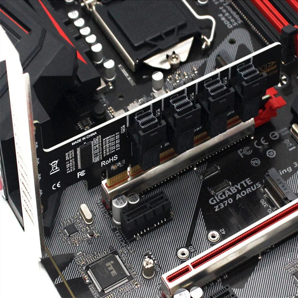 U2 PCIE 4.0 to 4 Ports U.2 NVME SFF-8643 Expansion Card Mainboard SSD Adapter - 6
