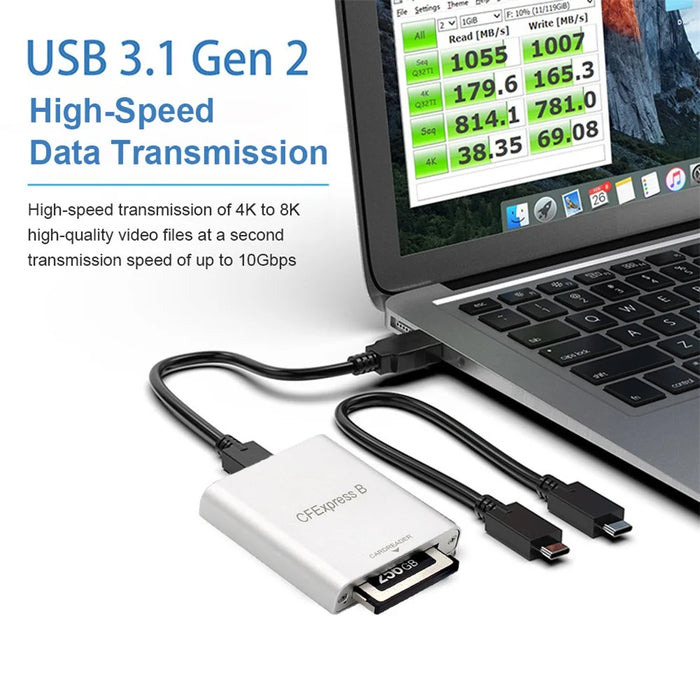 CFexpress Type B Card Reader USB3.1 Gen 2 10Gbps High Speed Aluminum Alloy Card Reader - 7