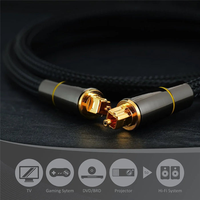 5m Toslink Cable Digital Optical Audio Wire with 24K Gold-plated Connector for TV / DVD / Blu-ray Player / Game Console (Yellow Ring) - 5