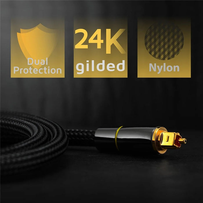 5m Toslink Cable Digital Optical Audio Wire with 24K Gold-plated Connector for TV / DVD / Blu-ray Player / Game Console (Yellow Ring) - 6