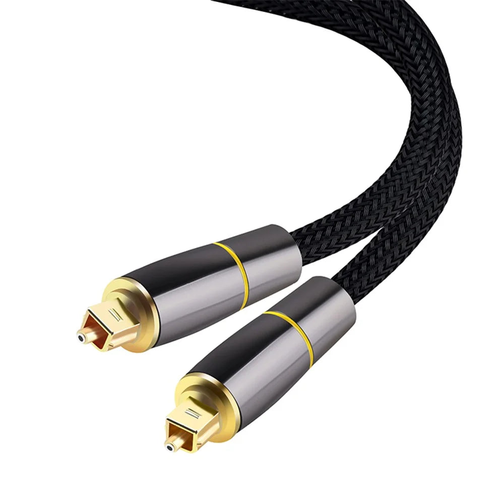 15m Braided Fiber Audio Cable Digital Fiber Optical Audio Line SPDIF 5.1 Channel Adapter Wire (Yellow Ring) - 1