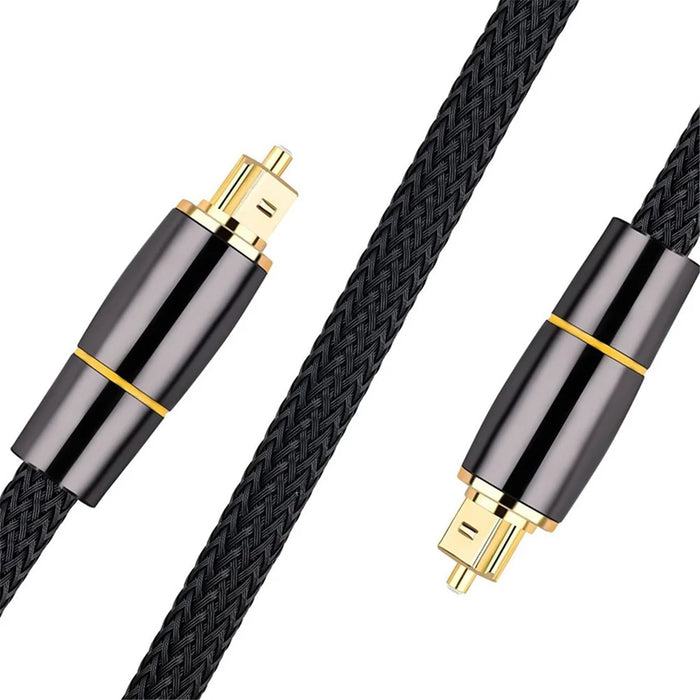 15m Braided Fiber Audio Cable Digital Fiber Optical Audio Line SPDIF 5.1 Channel Adapter Wire (Yellow Ring) - 2
