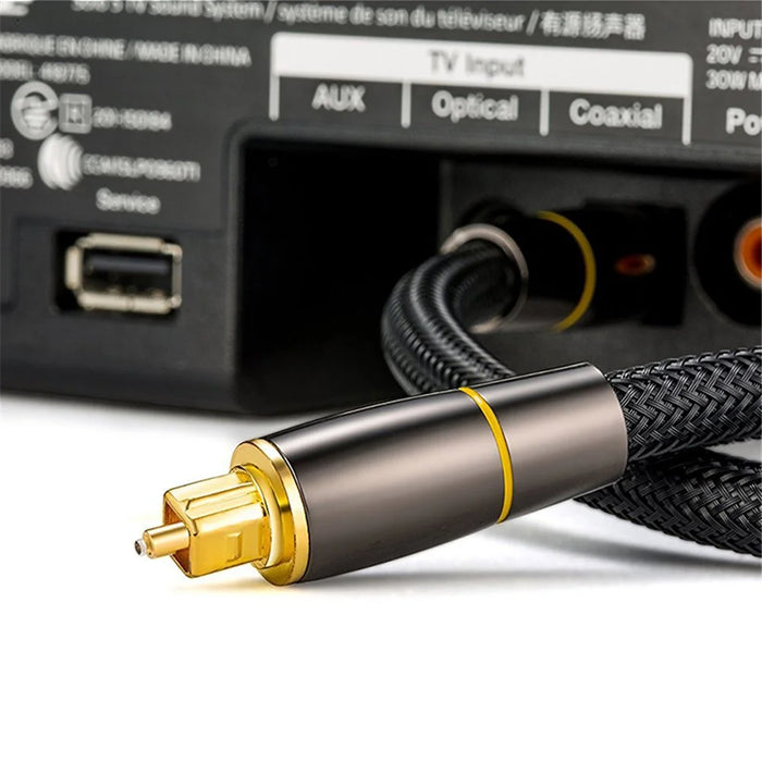 15m Braided Fiber Audio Cable Digital Fiber Optical Audio Line SPDIF 5.1 Channel Adapter Wire (Yellow Ring) - 3