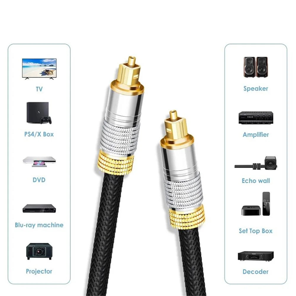 1m 24K Gold-Plated Connector Digital Optical Audio SPDIF Cable DVD TV Game Console Toslink Nylon Braided Line (Thread Type) - 3