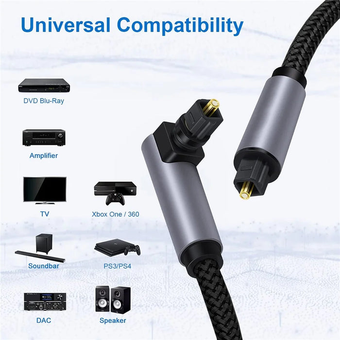1.5m Elbow Toslink to Toslink Digital Optical Audio Cable Gold Plated Connector Right Angle SPDIF Coaxial Cable - 4