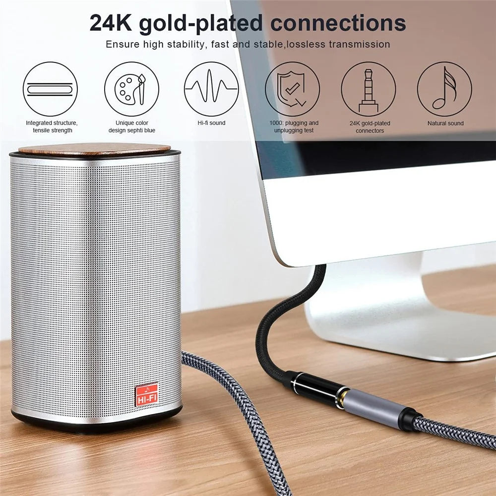 3m 3.5mm Male to Female Audio Cable HiFi Stereo TRRS Aux Cord Audio Extension Cable for Microphone Speaker Headphone - 2