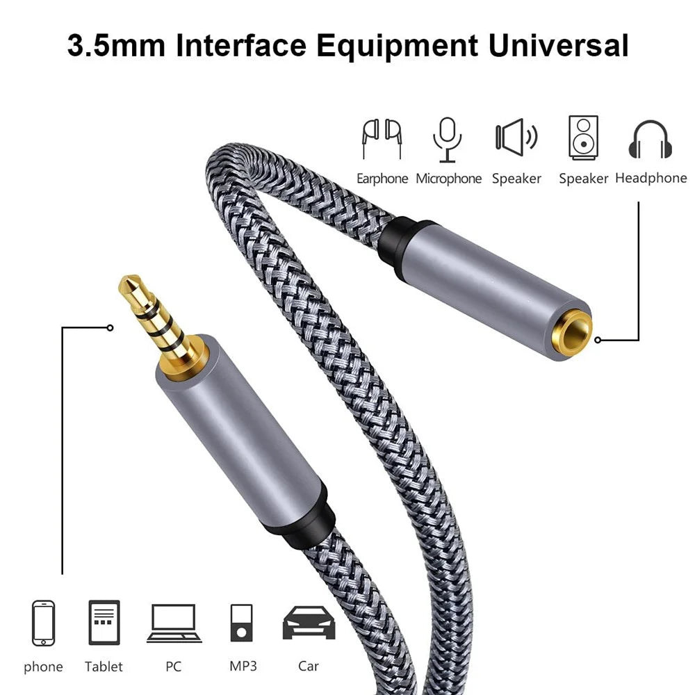 3m 3.5mm Male to Female Audio Cable HiFi Stereo TRRS Aux Cord Audio Extension Cable for Microphone Speaker Headphone - 5
