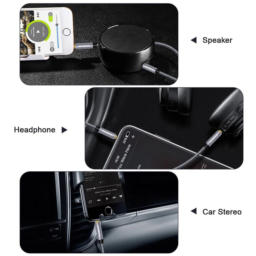 1m 3.5mm Male to Male Audio Aux Cable HiFi Stereo TRRS Audio Extension Cable for Microphone Speaker Headphone - 4