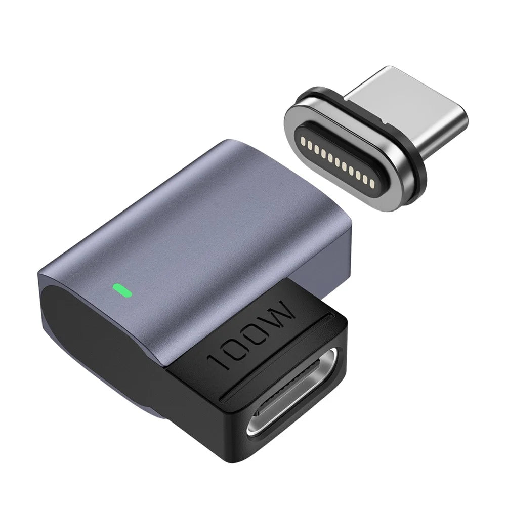Magnetic USB-C Adapter Angled Design 11-Pin Mini Type-C Adapter Supporting PD 100W 5A Fast Charge 480Mbps Data Transfer Rate for MacBook Laptop - 1