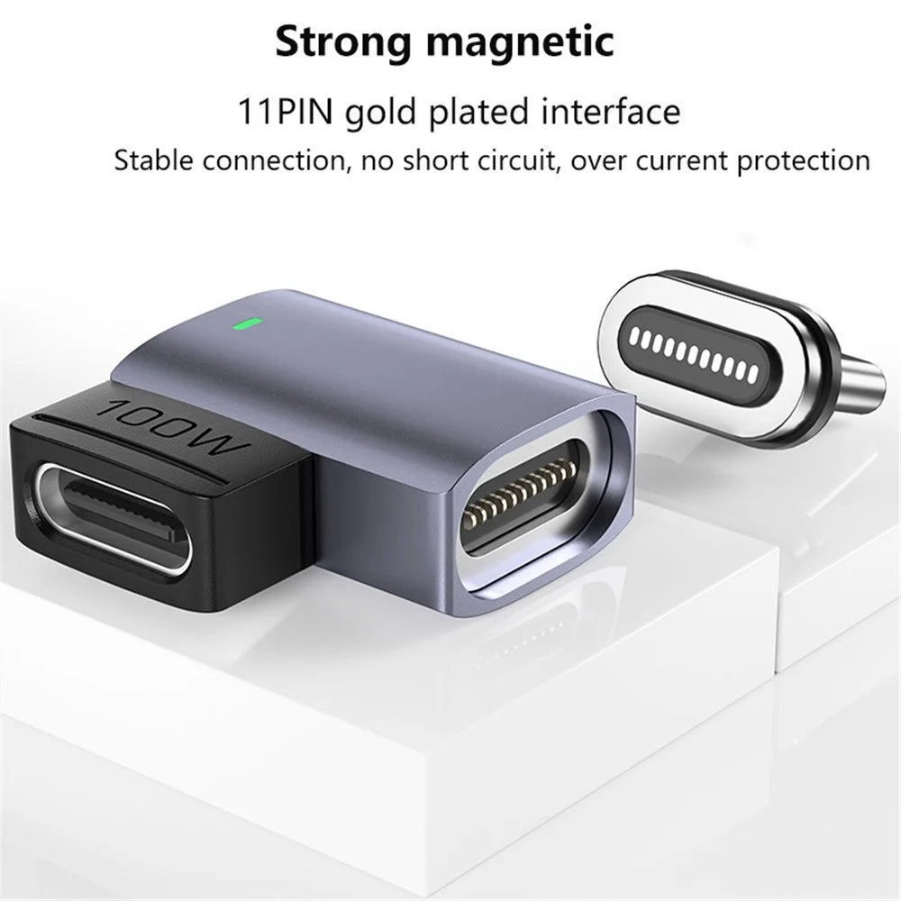 Magnetic USB-C Adapter Angled Design 11-Pin Mini Type-C Adapter Supporting PD 100W 5A Fast Charge 480Mbps Data Transfer Rate for MacBook Laptop - 2