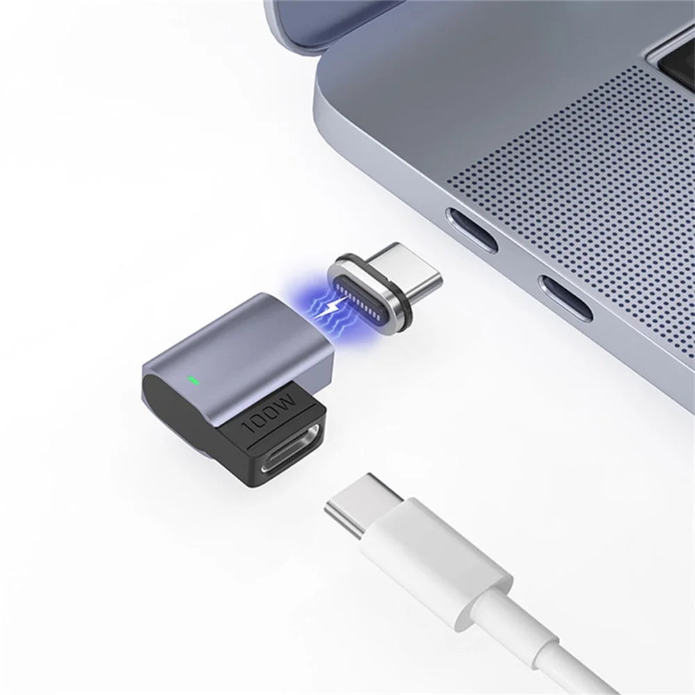 Magnetic USB-C Adapter Angled Design 11-Pin Mini Type-C Adapter Supporting PD 100W 5A Fast Charge 480Mbps Data Transfer Rate for MacBook Laptop - 3