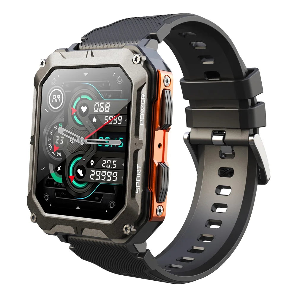 C20 Pro Outdoor Sports Watch 1.83 inch HD Smart Bracelet Support Bluetooth-compatible Call Music Playback - Orange - 1