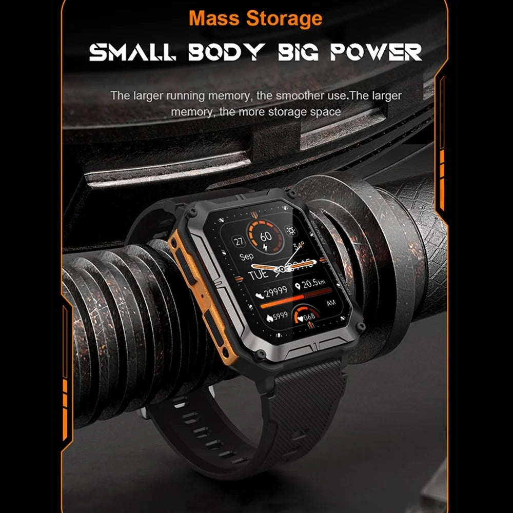 C20 Pro Outdoor Sports Watch 1.83 inch HD Smart Bracelet Support Bluetooth-compatible Call Music Playback - Orange - 2