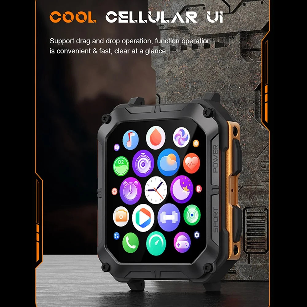 C20 Pro Outdoor Sports Watch 1.83 inch HD Smart Bracelet Support Bluetooth-compatible Call Music Playback - Orange - 3
