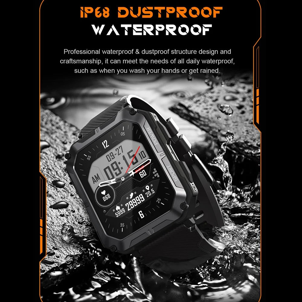 C20 Pro Outdoor Sports Watch 1.83 inch HD Smart Bracelet Support Bluetooth-compatible Call Music Playback - Orange - 6