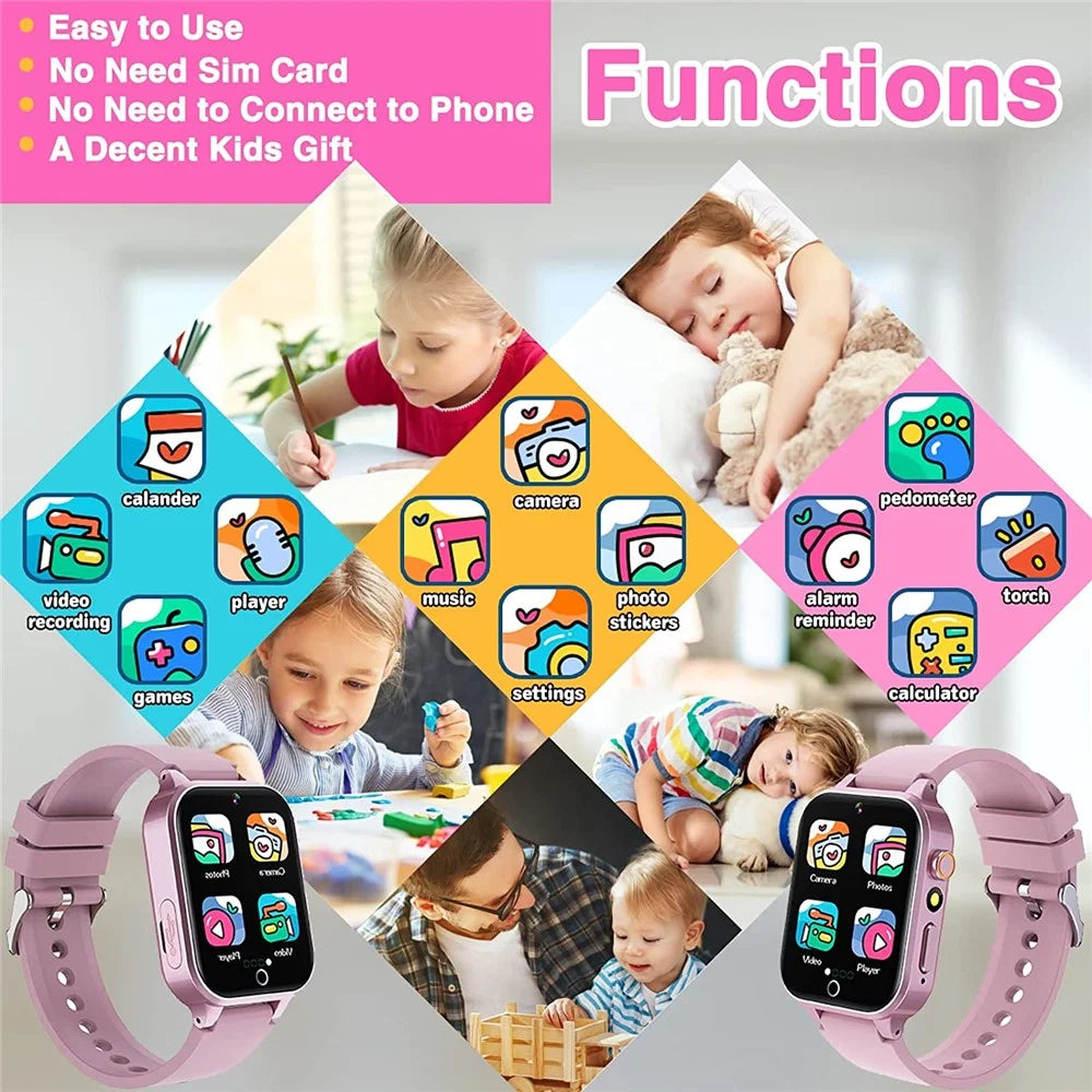 X33 Kids Camera Pedometer Music Game Smart Watch Student Smart Bracelet with Built-in 26 Puzzle Games - Purple - 6