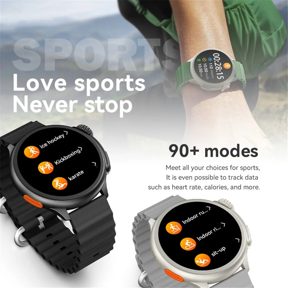 HW3ULTRA MAX Sports Wristwatch 1.52-inch Round Screen Heart Rate Monitor NFC Smart Watch - Orange - 6
