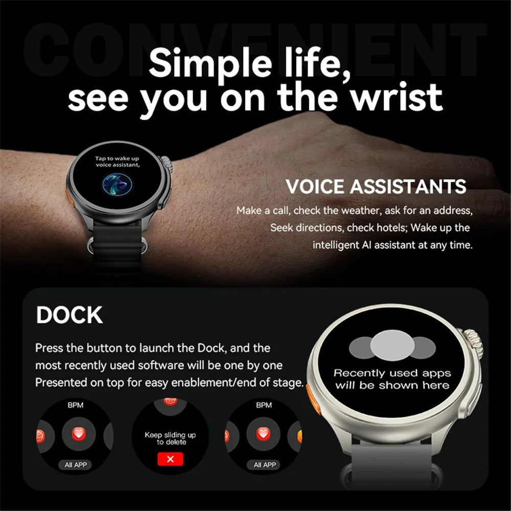 HW3ULTRA MAX Sports Wristwatch 1.52-inch Round Screen Heart Rate Monitor NFC Smart Watch - Orange - 7