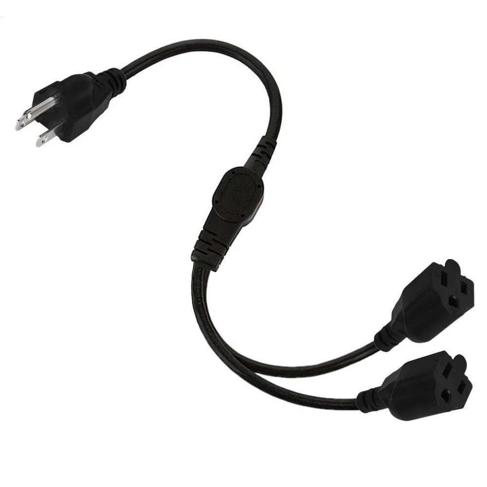JUNSUNMAY US 0.5m / 1.6ft NEMA 5-15P 1 to 2 Way Outlet NEMA 5-15R SJT 16AWG 3 Prong Extension Power Cable - 1