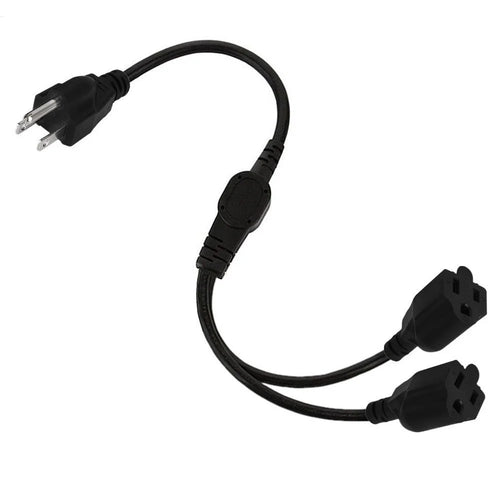JUNSUNMAY US 0.5m / 1.6ft NEMA 5-15P 1 to 2 Way Outlet NEMA 5-15R SJT 16AWG 3 Prong Extension Power Cable - 1