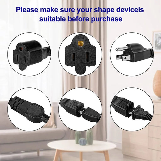 JUNSUNMAY US 0.5m / 1.6ft NEMA 5-15P 1 to 2 Way Outlet NEMA 5-15R SJT 16AWG 3 Prong Extension Power Cable - 2