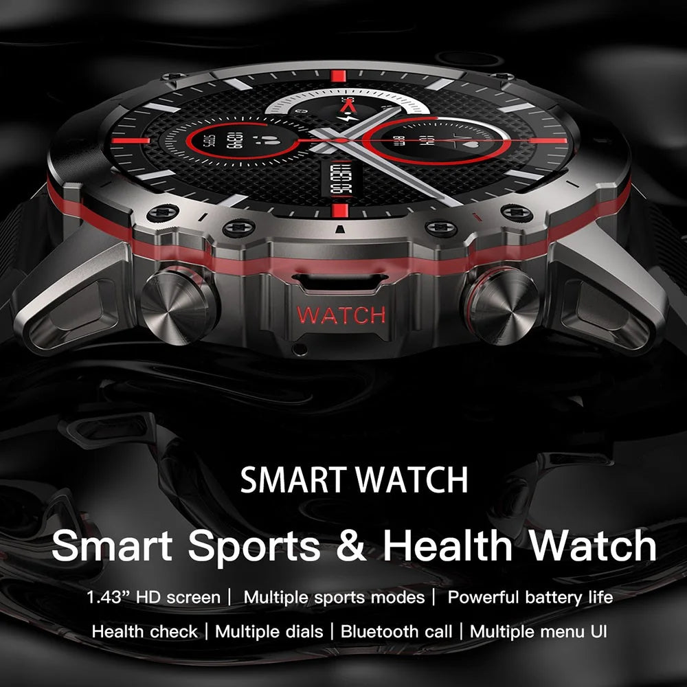 AK56 1.43-inch Smart Watch Heart Rate Blood Pressure Monitoring Bluetooth-compatible Calling Sports Smart Bracelet - Black - 2