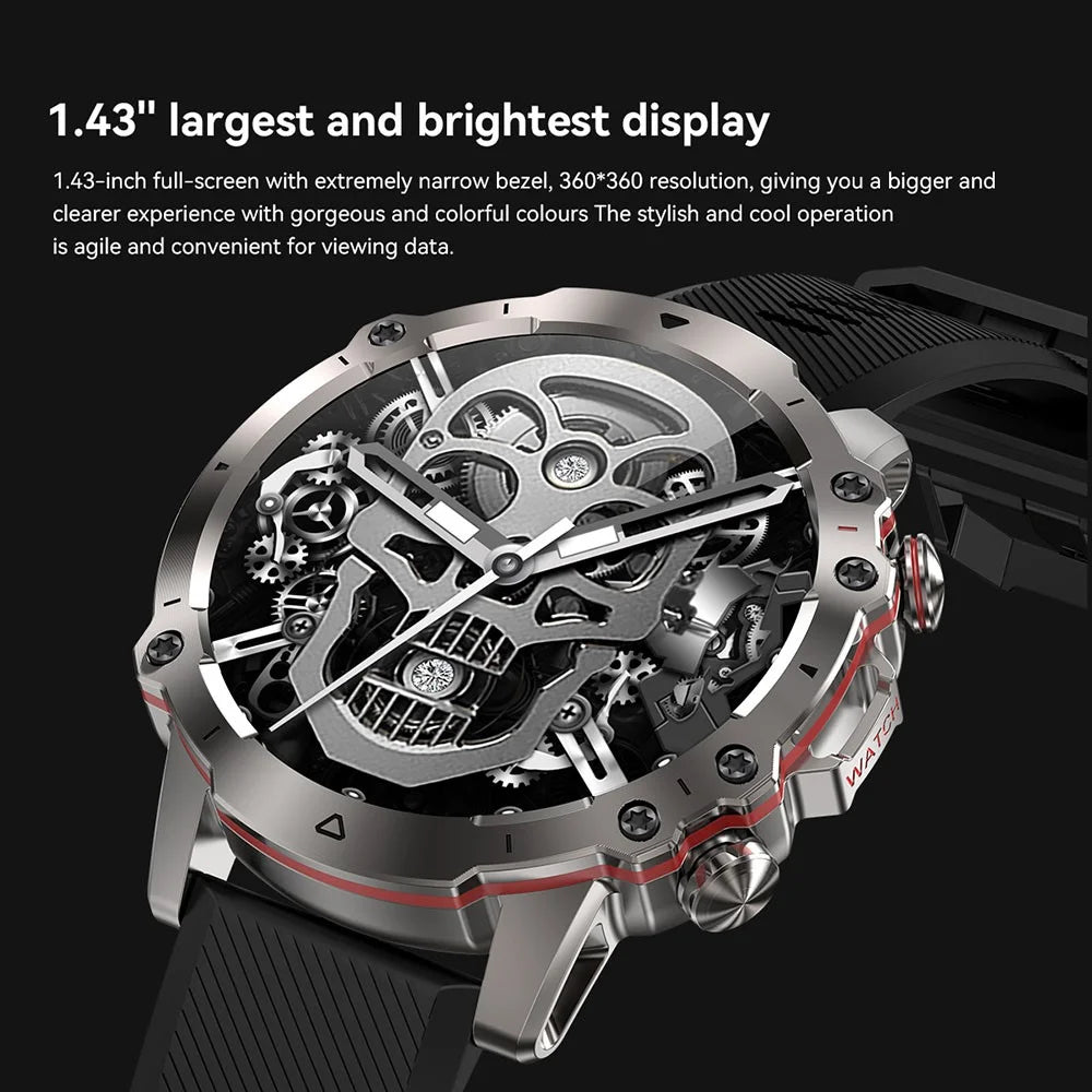 AK56 1.43-inch Smart Watch Heart Rate Blood Pressure Monitoring Bluetooth-compatible Calling Sports Smart Bracelet - Black - 3