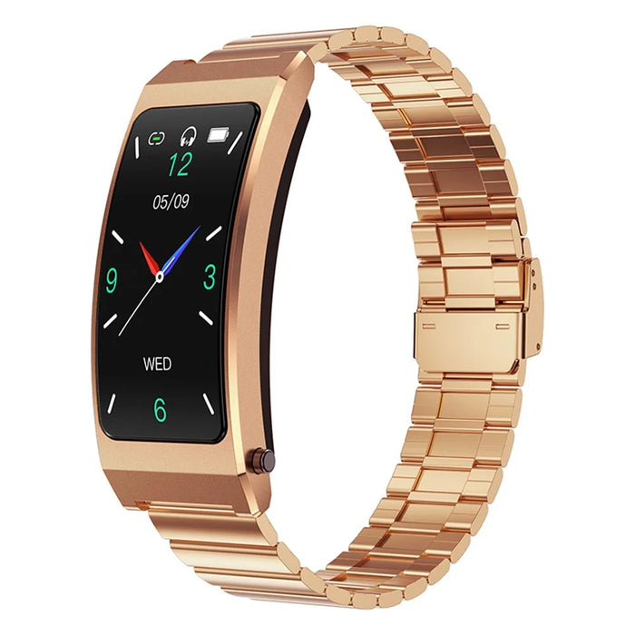 K13S 1.14 inch 2-in-1 Headset Smart Watch Life Waterproof Bluetooth-compatible Calling Sports Bracelet with Steel Strap - Gold - 2