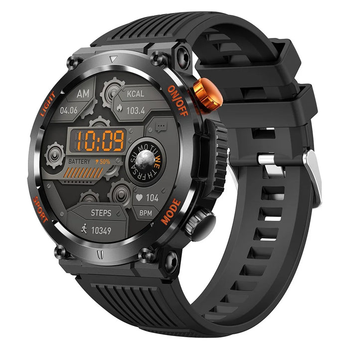 HT17 Smart Watch 1.46" HD Screen Waterproof Activity Tracker Bracelet with LED Flashlight Heart Rate Sleep Monitor - Black - 1